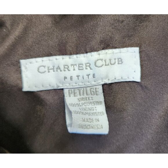 Puffer Vest Brown Womens Outerwear fall autumn charter club Petite Large - Picture 2 of 6